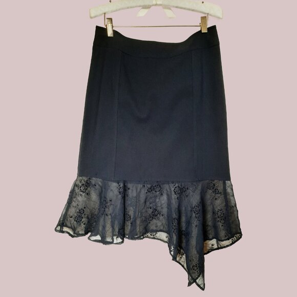 Vintage 90s Y2K Midi Skirt Size M Black Asymmetric Witchy Goth Fairy Grunge - Picture 1 of 8